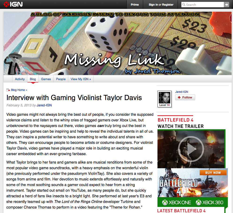 IGN Feature (Feb. 2013) | Taylor Davis